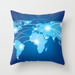 Map-1968-Blue-Background Throw Pillow