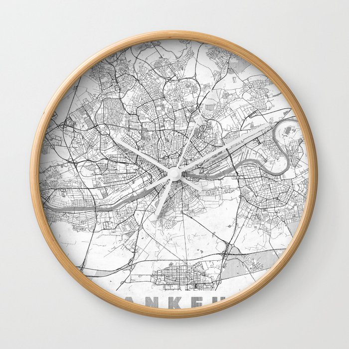 Frankfurt Map Line Wall Clock