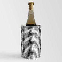Soot Black and White Handpainted Houndstooth Check Watercolor Pattern Wine Chiller