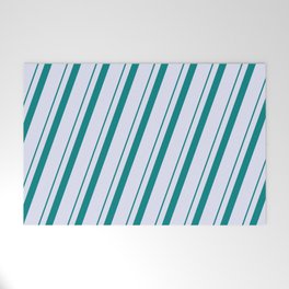 [ Thumbnail: Teal & Lavender Colored Lines/Stripes Pattern Welcome Mat ]