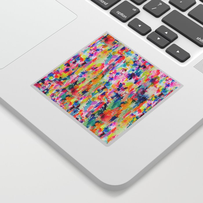 Bright Colorful Abstract Painting in Neons and Pastels Sticker