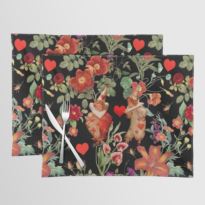Valentine's Day in The Night Graden - Vintage Illustration collage   Placemat