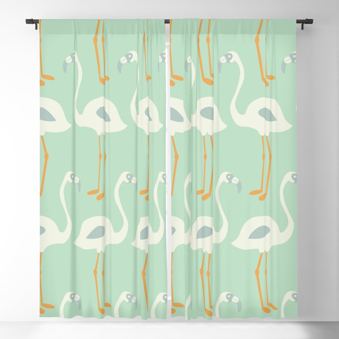 Flamingo Mint Pattern 004 Blackout Curtain
