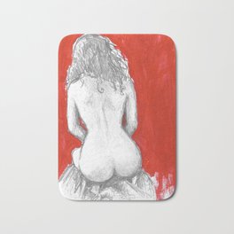 Red Paint Bath Mat | Girl, Simple, Red, Sketch, Boudoir, Nude, Painting, People, Butt, Hourglass 