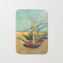 Fishing Boats on the Beach at Les Saintes-Maries-de-la-Mer, 18 by Vincent van Gogh Bath Mat