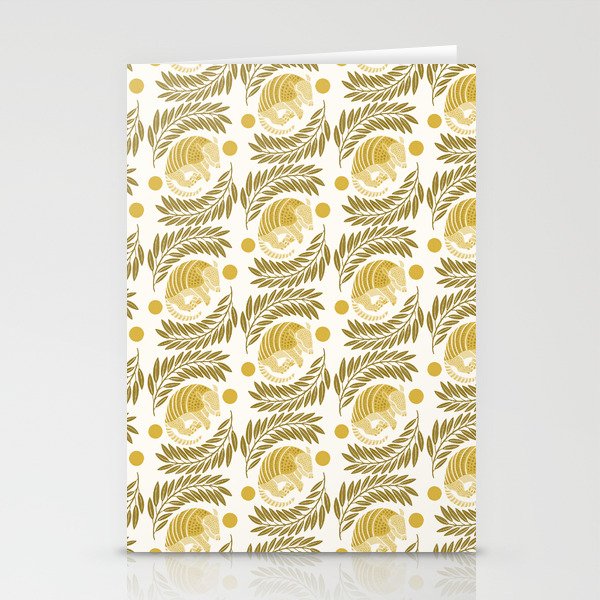 Sleepy Armadillo – Yellow Pattern Stationery Cards