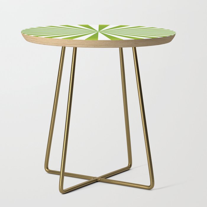 Green and White Sunburst Pattern Side Table