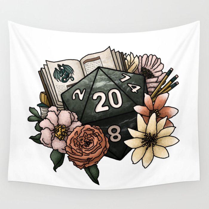 Dungeon Master D20 Tabletop RPG Gaming Dice Wall Tapestry by Birch + Bat St...