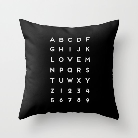 Letter Love - Black Throw Pillow