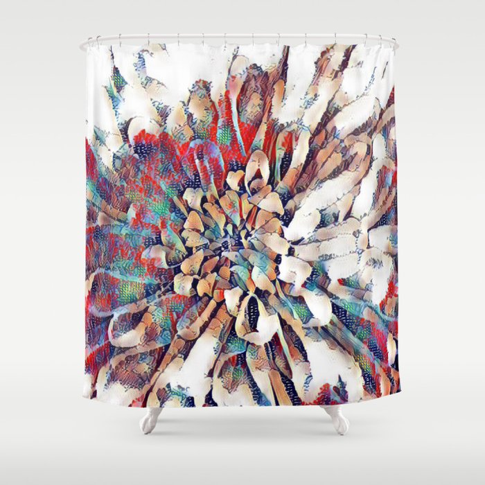 Japanese Inspired Lily Design Sketch Shower Curtain