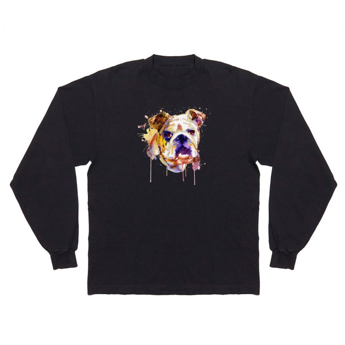 English Bulldog Head Long Sleeve T Shirt