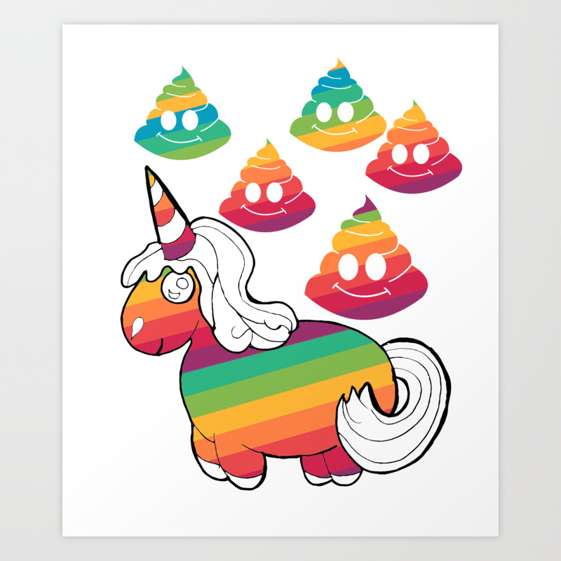 Rainbow Unicorn Poop Design Funny Art Print By Green Cow Society6