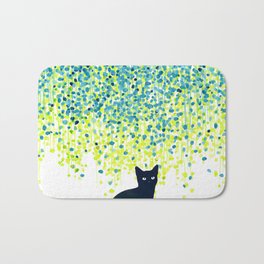 Cat in the garden under willow tree Badematte | Nature, Cat, Curated, Expressionism, Popart, Plants, Illustration, Other, Tree, Vine 