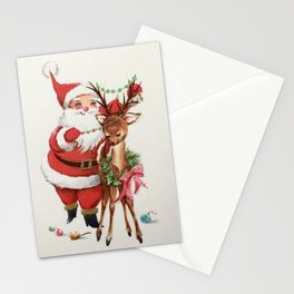 Santa and reindeer Stationery Card
