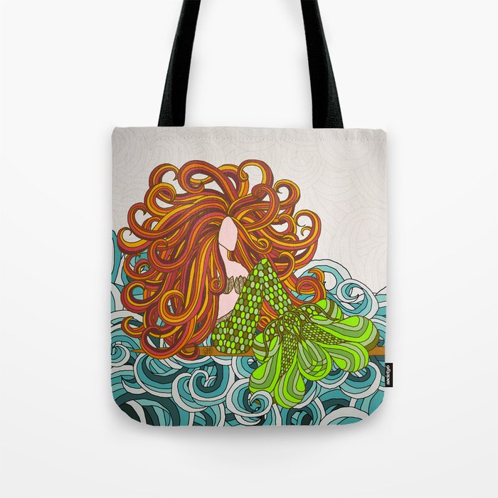 Mermaid Waves Tote Bag