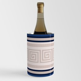 Greek Key - Meander - Blue and Beige Wine Chiller