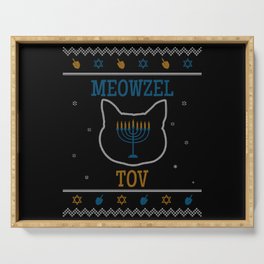 Hanukcat Cat Meowzel Menorah Happy Hanukkah Serving Tray