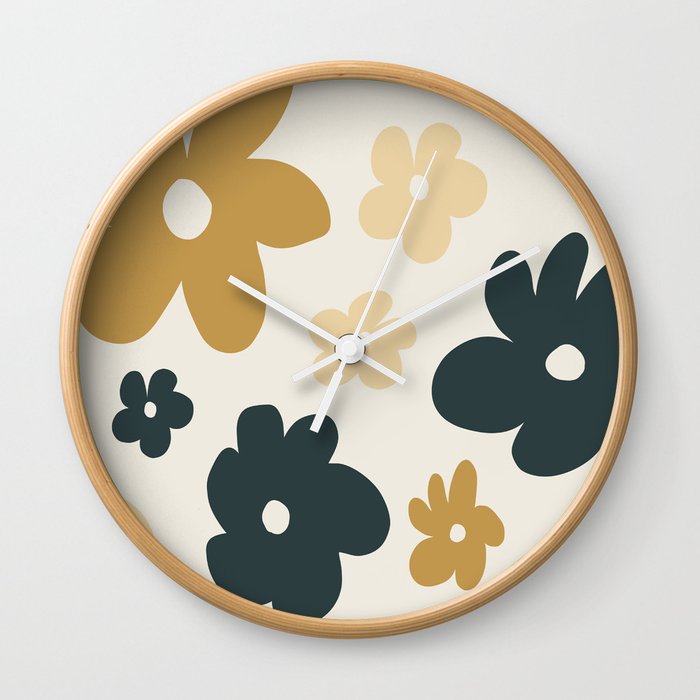 Retro Flowers Wall Clock