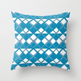 Blue and white Textured Diamond pattern Throw Pillow