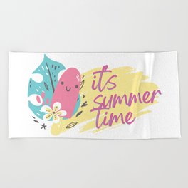 It's summer time - colorful ice cream Beach Towel
