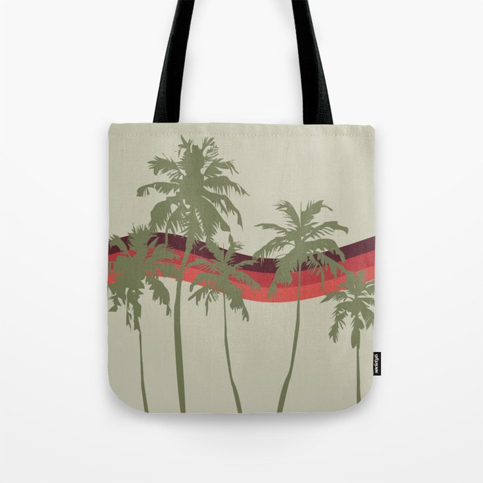 Green Retro Minimalistic Vintage Palm Tree Design  Tote Bag