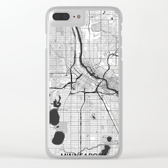 Minneapolis Map Gray Clear iPhone Case