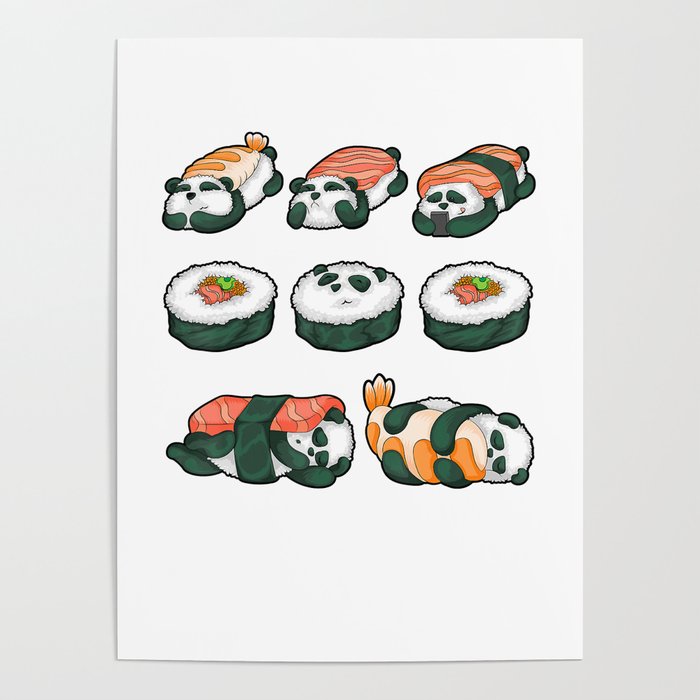 Panda Sushi Hug Shirt Cute Animal Maki Lover Funny Food Gift