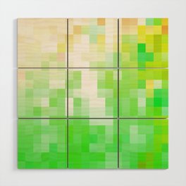 geometric pixel square pattern abstract background in green brown Wood Wall Art