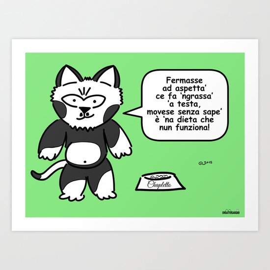 the wise cat - action Art Print