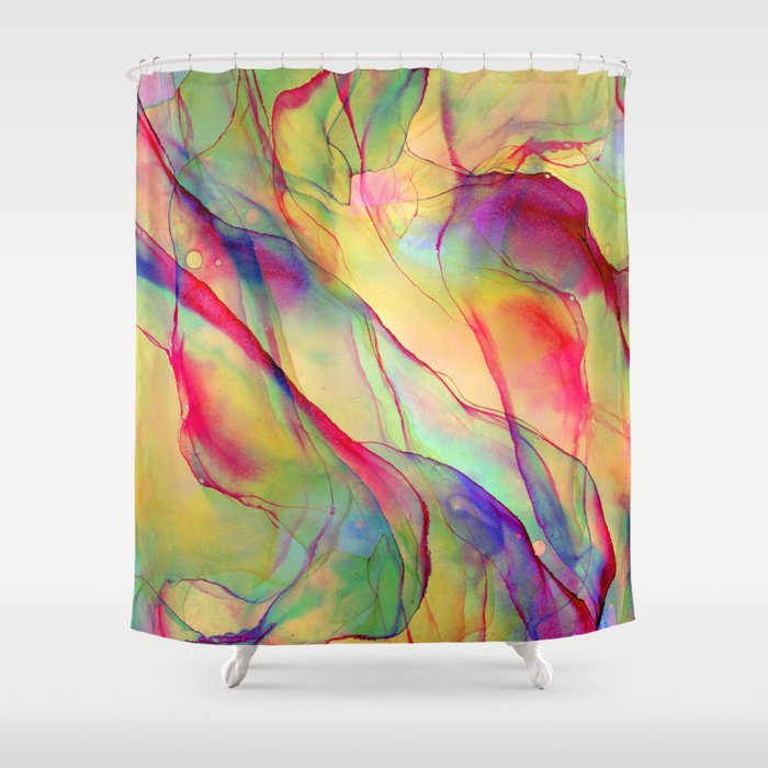 Neon Pop - Tropical Ink Painting Shower Curtain