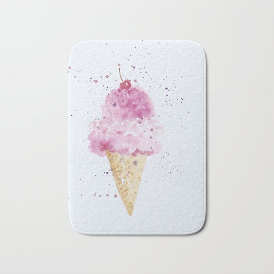 Ice cream Love Summer Watercolor Illustration Bath Mat