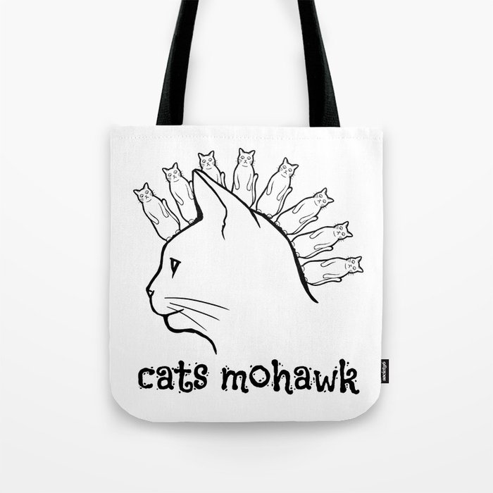 Cats Mohawk Tote Bag | Animals, Black-white, Humor, Digital