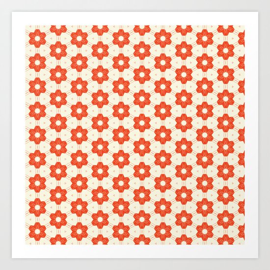 Retro Red Flower Art Print