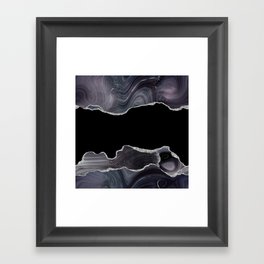 Black & Silver Glitter Agate Texture 03 Framed Art Print