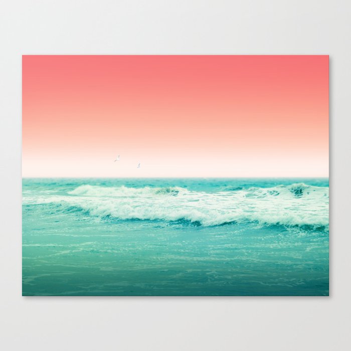 Aqua and Coral, 2 Canvas Print