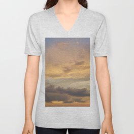 Yellow Sky Sunset Clouds Summer  Solar V Neck T Shirt