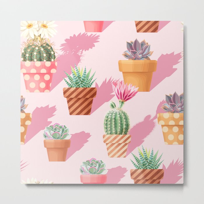 Pastel Summer Cactis Cactuses Metal Print