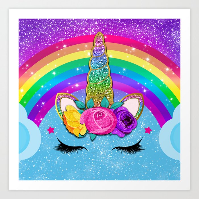 Rainbow Sparkle Unicorn Art Print by Hysteria Verve | Society6