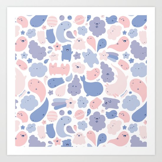 Colors Of The Year Doodle - Rose Quartz & Serenity - Pantone Art Print