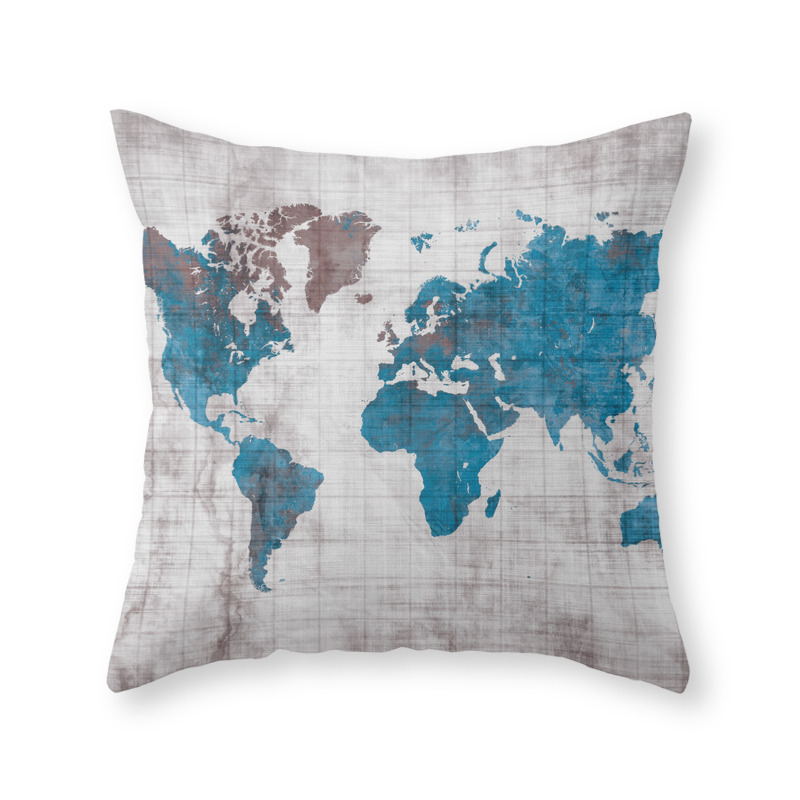 World Map 96 Blue Worldmap Map Throw Pillow by jbjart