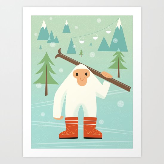 Yeti skieur Art Print