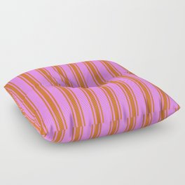 [ Thumbnail: Violet and Chocolate Colored Lines/Stripes Pattern Floor Pillow ]