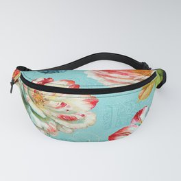 Vintage Floral Wallpaper With Butterfly Digital Vector Painting Fanny Pack
