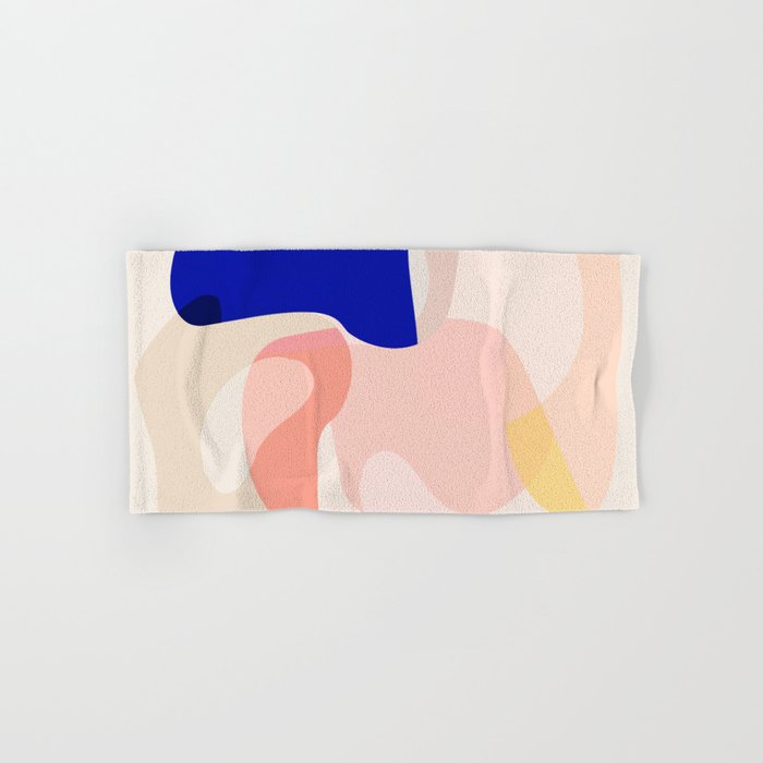 Modern Abstract Peach Pink Navy Blue Yellow Pattern Hand & Bath Towel