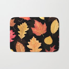 Autumn Leaves - black Bath Mat