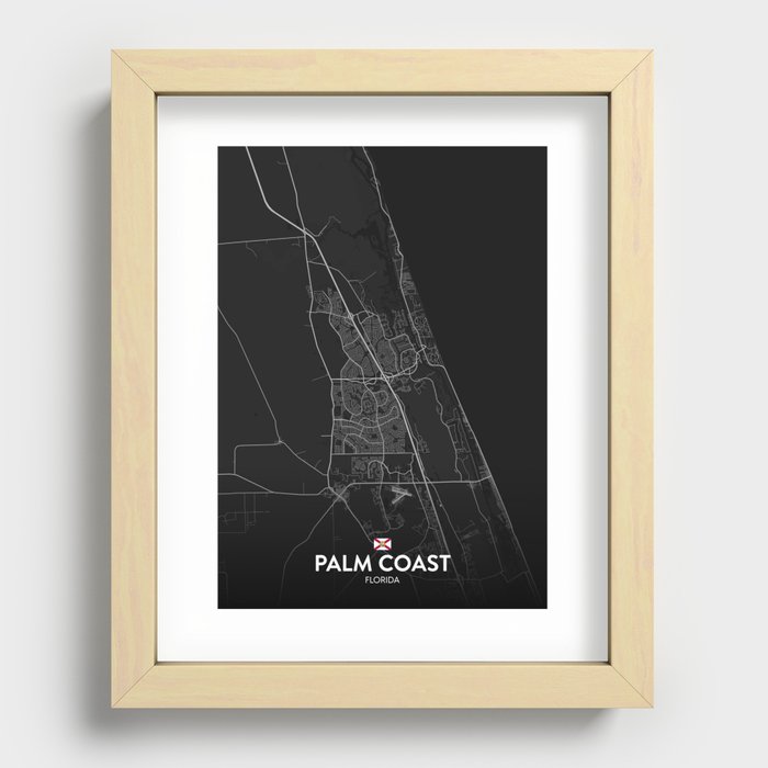 Palm Coast, Florida, United States - Dark City Map Recessed Framed Print