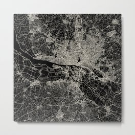 Hamburg - Germany City Map - Black and White City Aesthetic Metal Print