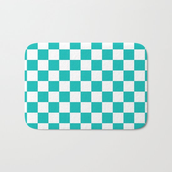 Checker (Tiffany Blue/White) Bath Mat