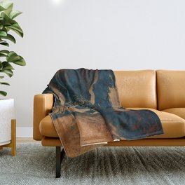 Emerald Indigo And Copper Glamour Marble Throw Blanket