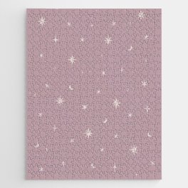 Starry night pattern Burnished Lilac Jigsaw Puzzle
